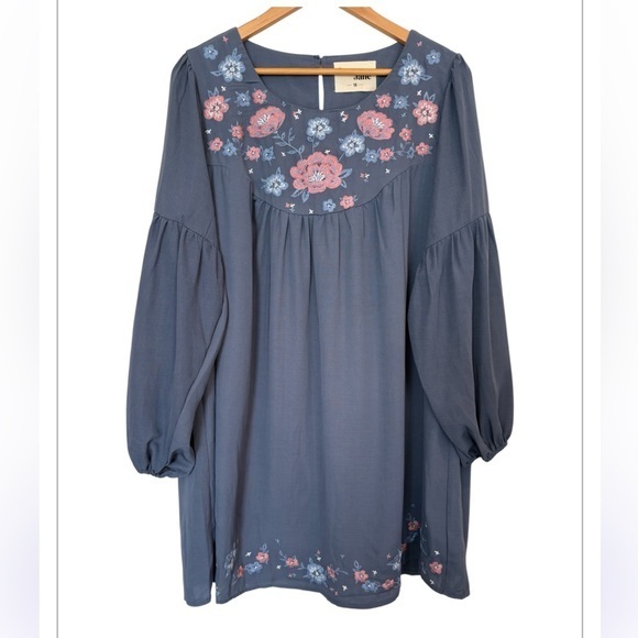 SAVANNA JANE Blue Cottagecore Romantic Embroidered Long Sleeve Dress Size 1X - Picture 1 of 15